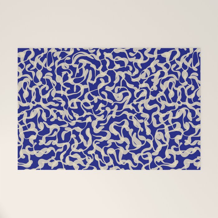 Playful strokes #1 / Beige on Blue Welcome Mat Gallery Image 1
