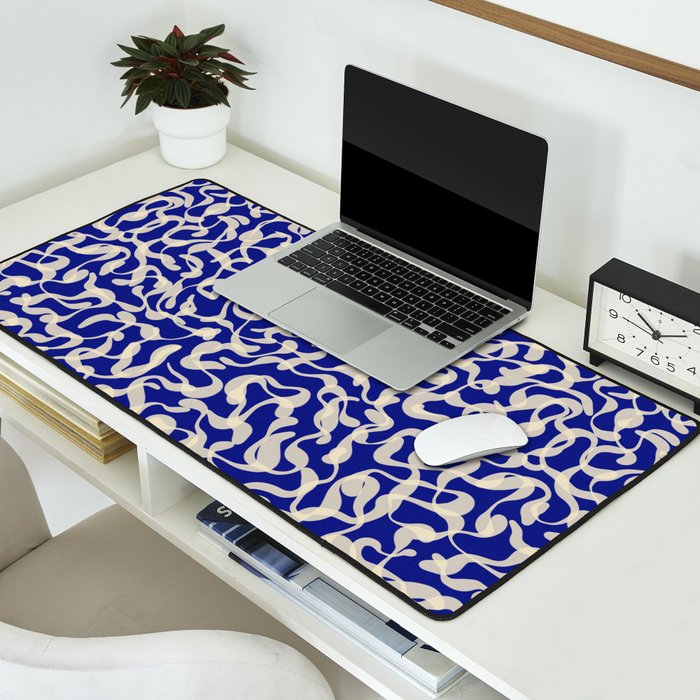Playful strokes #1 / Beige on Blue Desk Mat Gallery Image 2