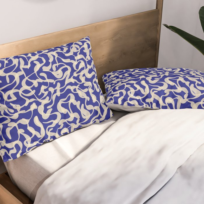 Playful strokes #1 / Beige on Blue Pillow Sham Gallery Image 2