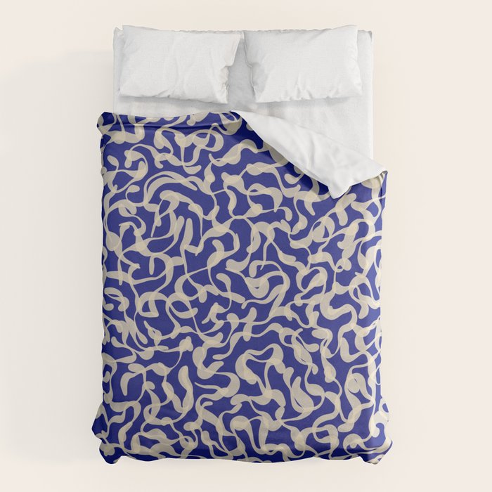 Playful strokes #1 / Beige on Blue Duvet Cover Gallery Image 1