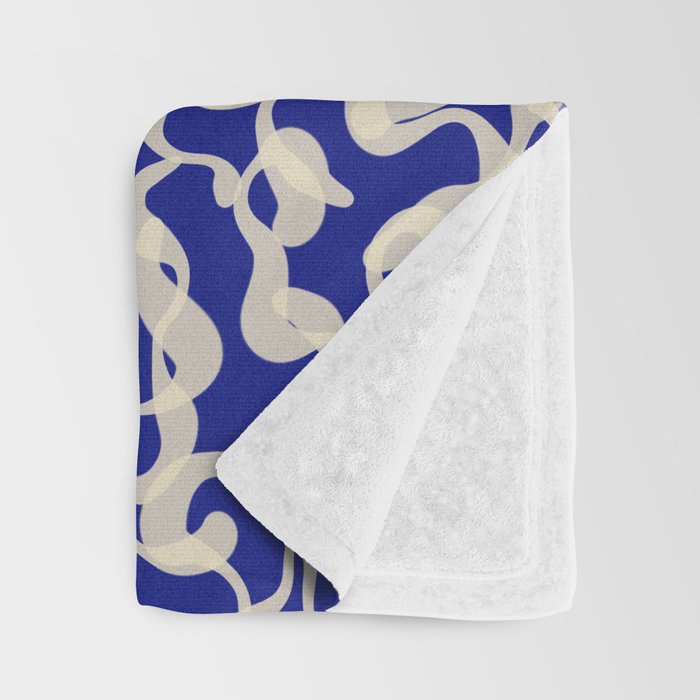 Playful strokes #1 / Beige on Blue Throw Blanket Gallery Image 3