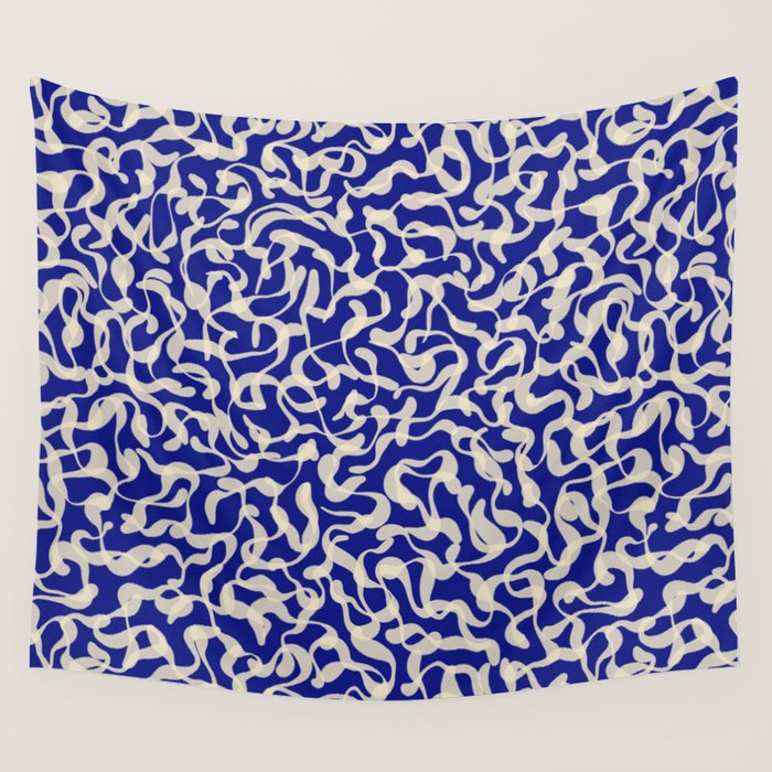 Playful strokes #1 / Beige on Blue Wall Tapestry Gallery Image 4
