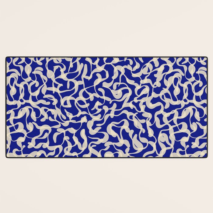 Playful strokes #1 / Beige on Blue Desk Mat Gallery Image 3