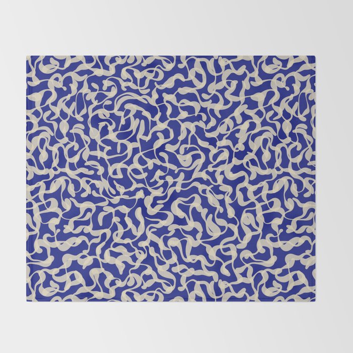 Playful strokes #1 / Beige on Blue Throw Blanket Gallery Image 2