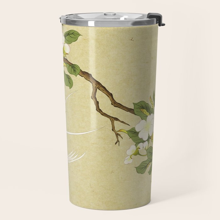Pear blossoms and white swallow Type A: Minhwa-Korean traditional/folk art Travel Mug Gallery Image 2