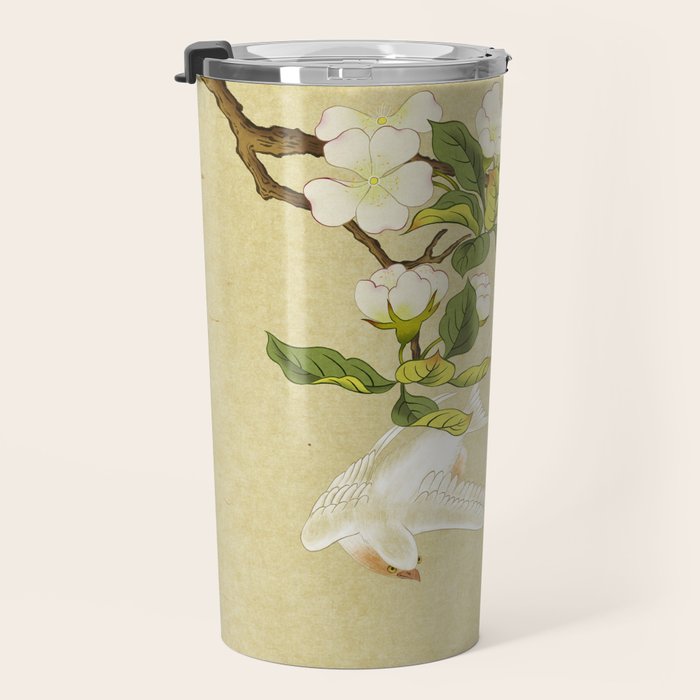 Pear blossoms and white swallow Type A: Minhwa-Korean traditional/folk art Travel Mug Gallery Image 3
