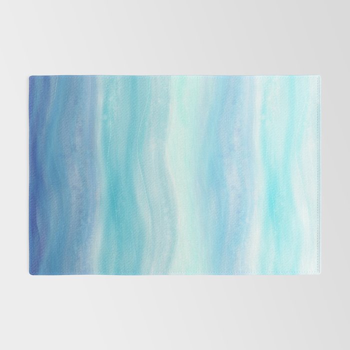 Sea Waves, Abstract Watercolor Painting Rug Gallery Image 2