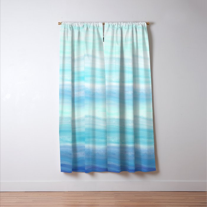 Sea Waves, Abstract Watercolor Painting Window Curtain Gallery Image 3