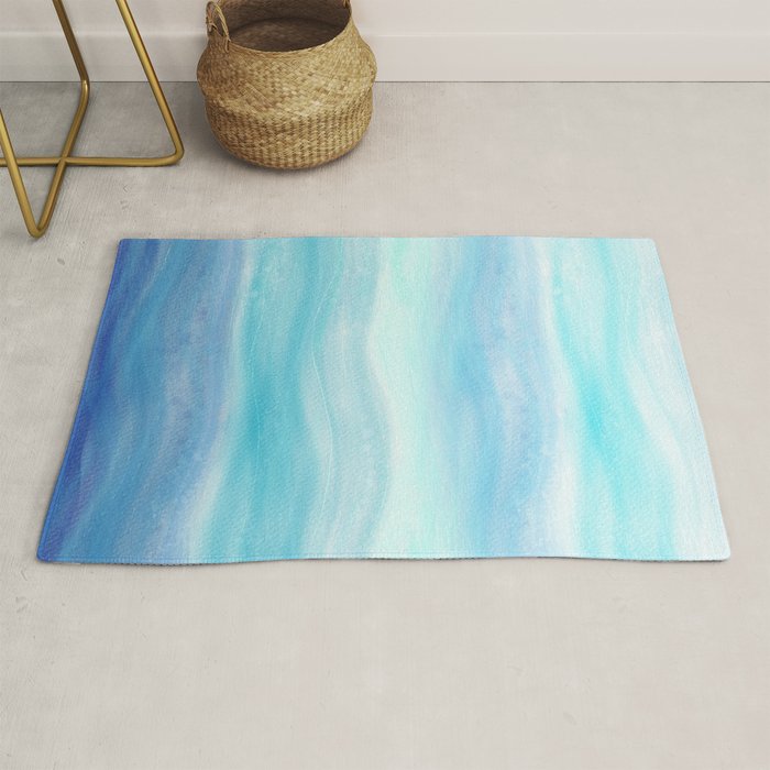 Sea Waves, Abstract Watercolor Painting Rug Gallery Image 1