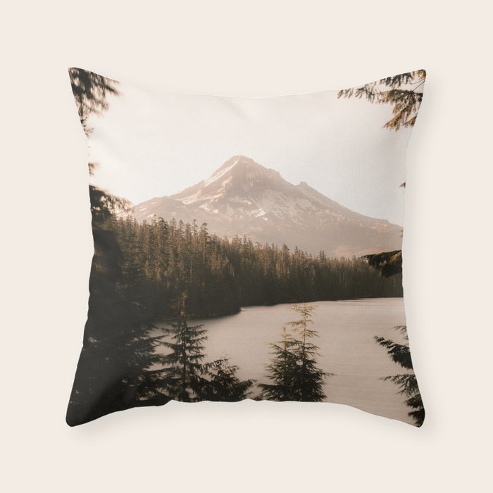 Mountain Wanderlust - Mount Hood Forest Landscape Throw Pillow Gallery Image 1
