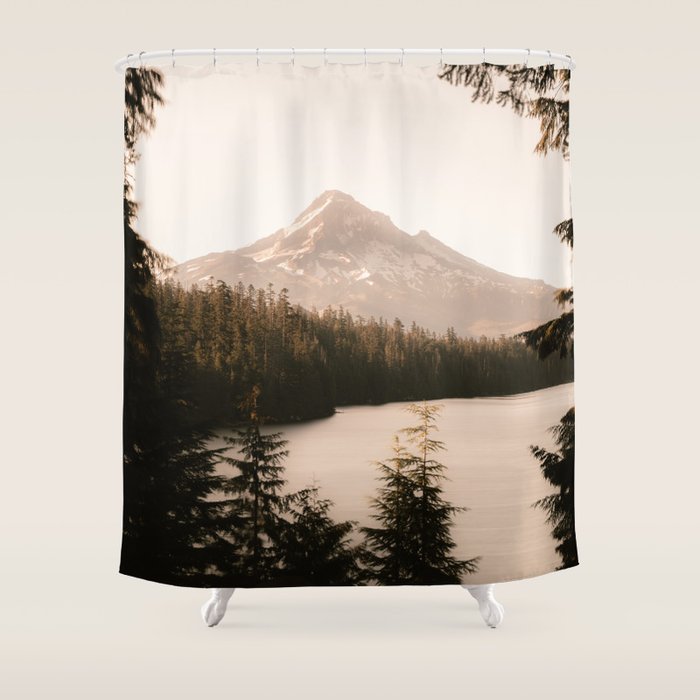 Mountain Wanderlust - Mount Hood Forest Landscape Shower Curtain Gallery Image 1