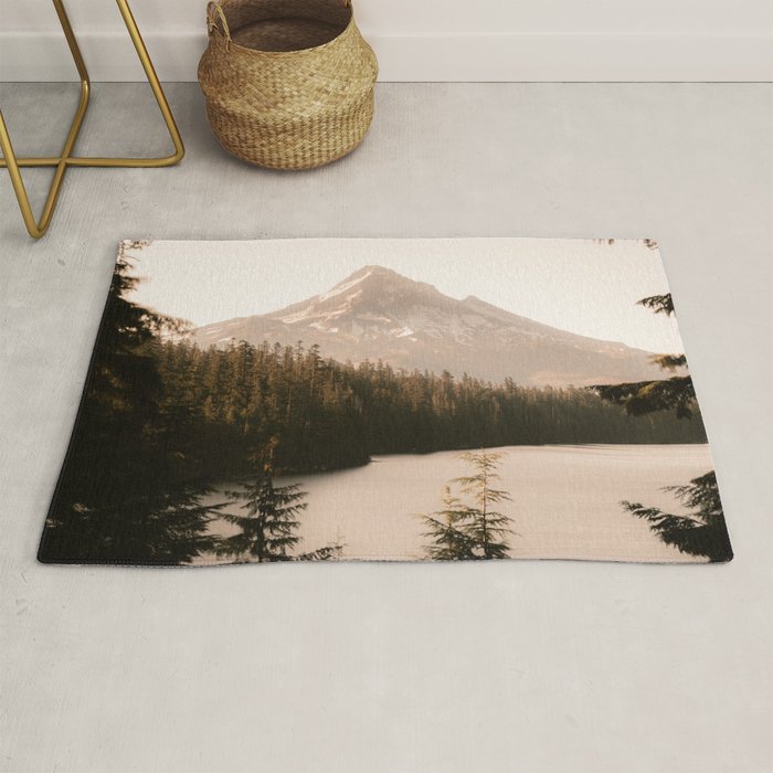 Mountain Wanderlust - Mount Hood Forest Landscape Rug Gallery Image 1