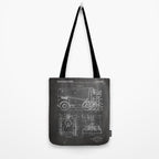 Ice Hockey Patent - Hockey Player Coach Team Art - Black Chalkboard Tote Bag Gallery Image 2