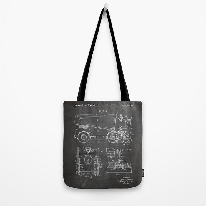 Ice Hockey Patent - Hockey Player Coach Team Art - Black Chalkboard Tote Bag Gallery Image 2