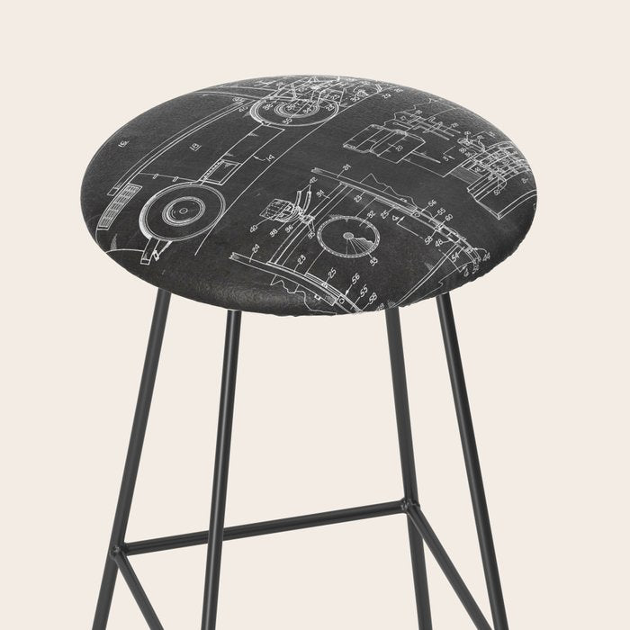 Ice Hockey Patent - Hockey Player Coach Team Art - Black Chalkboard Stool Gallery Image 2