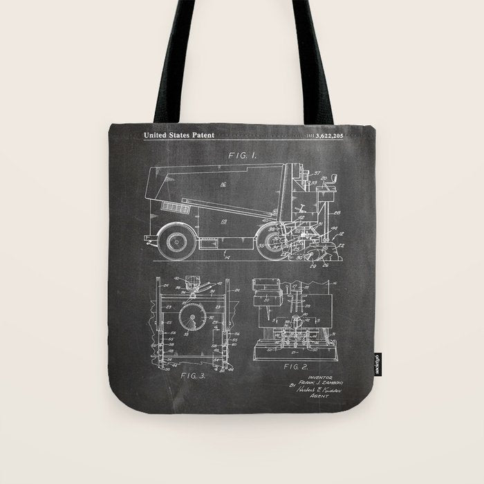 Ice Hockey Patent - Hockey Player Coach Team Art - Black Chalkboard Tote Bag Gallery Image 1