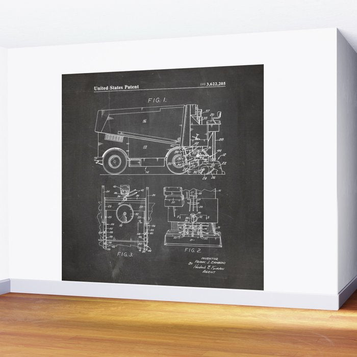 Ice Hockey Patent - Hockey Player Coach Team Art - Black Chalkboard Wall Mural Gallery Image 2