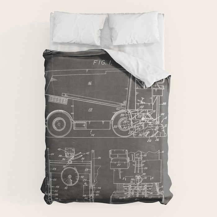 Ice Hockey Patent - Hockey Player Coach Team Art - Black Chalkboard Duvet Cover Gallery Image 1