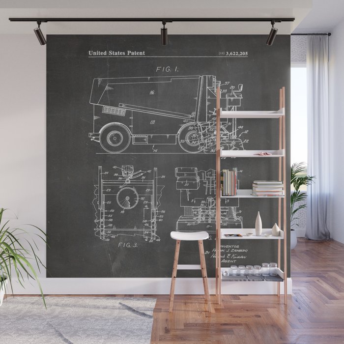 Ice Hockey Patent - Hockey Player Coach Team Art - Black Chalkboard Wall Mural Gallery Image 1