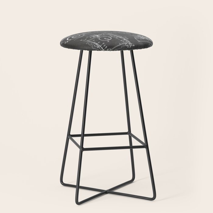Ice Hockey Patent - Hockey Player Coach Team Art - Black Chalkboard Stool Gallery Image 1