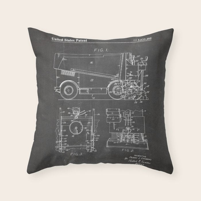 Ice Hockey Patent - Hockey Player Coach Team Art - Black Chalkboard Throw Pillow Gallery Image 1