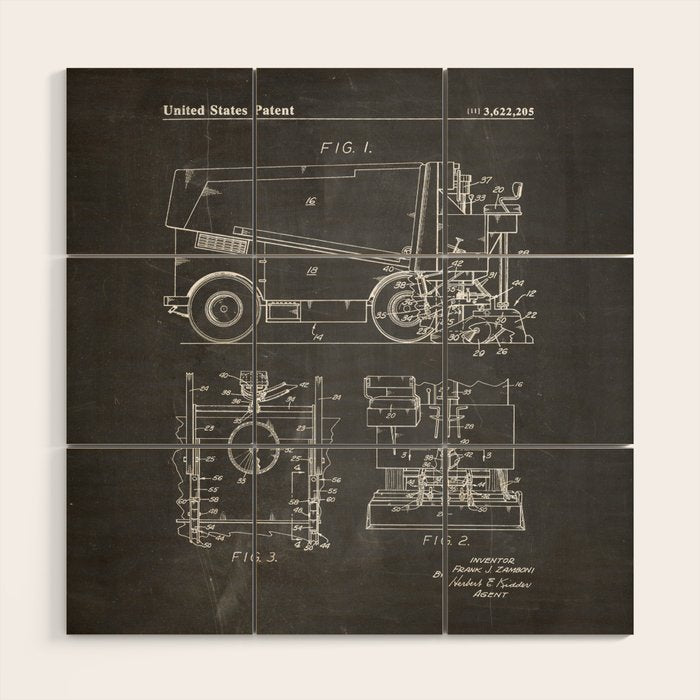 Ice Hockey Patent - Hockey Player Coach Team Art - Black Chalkboard Wood Wall Art Gallery Image 1