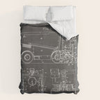 Ice Hockey Patent - Hockey Player Coach Team Art - Black Chalkboard Duvet Cover Gallery Image 6