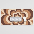 70s Retro Flower Power in Coffee Brown Desk Mat Gallery Image 1