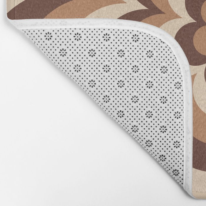 70s Retro Flower Power in Coffee Brown Bath Mat Gallery Image 2