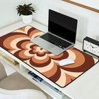 70s Retro Flower Power in Coffee Brown Desk Mat Gallery Image 2