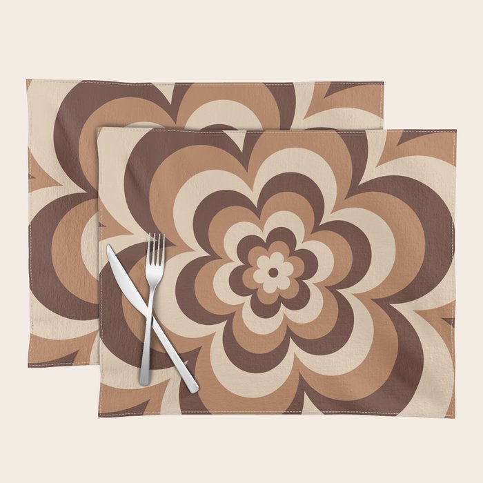 70s Retro Flower Power in Coffee Brown Placemat Gallery Image 1