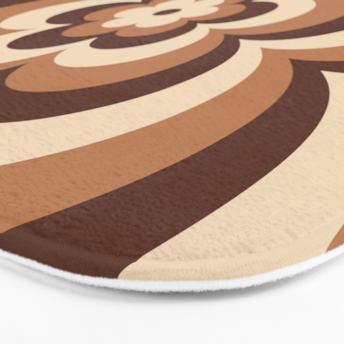 70s Retro Flower Power in Coffee Brown Bath Mat Gallery Image 3