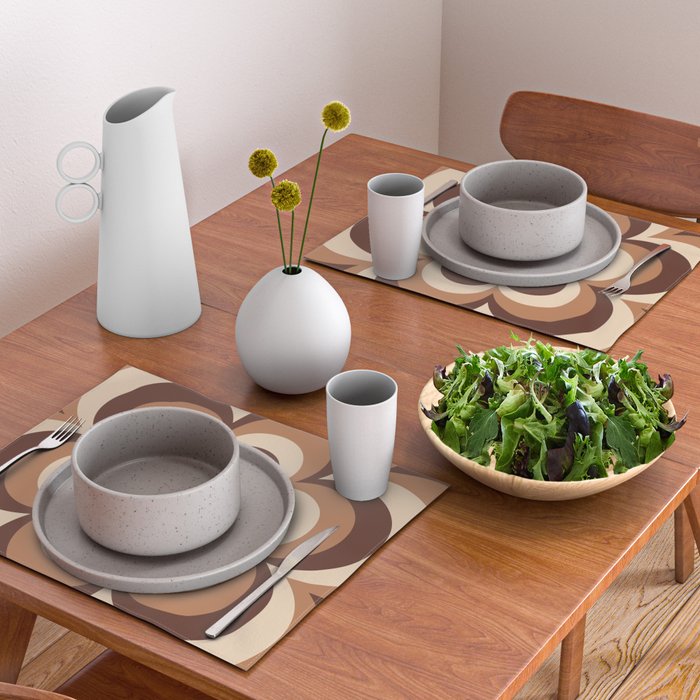 70s Retro Flower Power in Coffee Brown Placemat Gallery Image 2