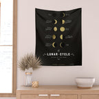 The Lunar Cycle â¢ Phases of the Moon - Black & Gold Palette Wall Tapestry Gallery Image 2
