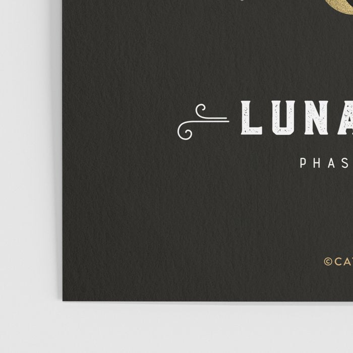 The Lunar Cycle â¢ Phases of the Moon - Black & Gold Palette Poster Gallery Image 3
