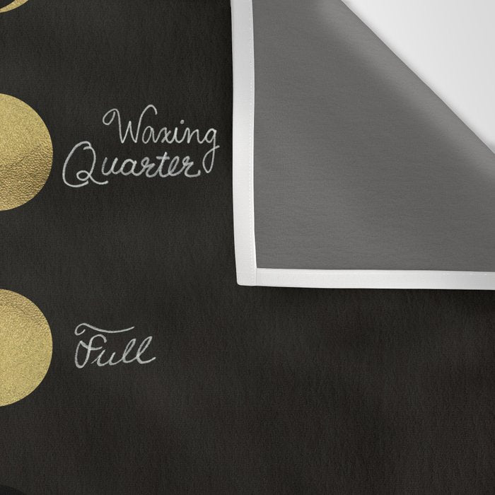 The Lunar Cycle â¢ Phases of the Moon - Black & Gold Palette Wall Tapestry Gallery Image 3