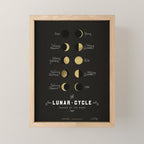 The Lunar Cycle â¢ Phases of the Moon - Black & Gold Palette Mini Art Print Gallery Image 1