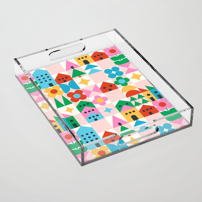 Happy Town Checks Acrylic Tray Gallery Image 1