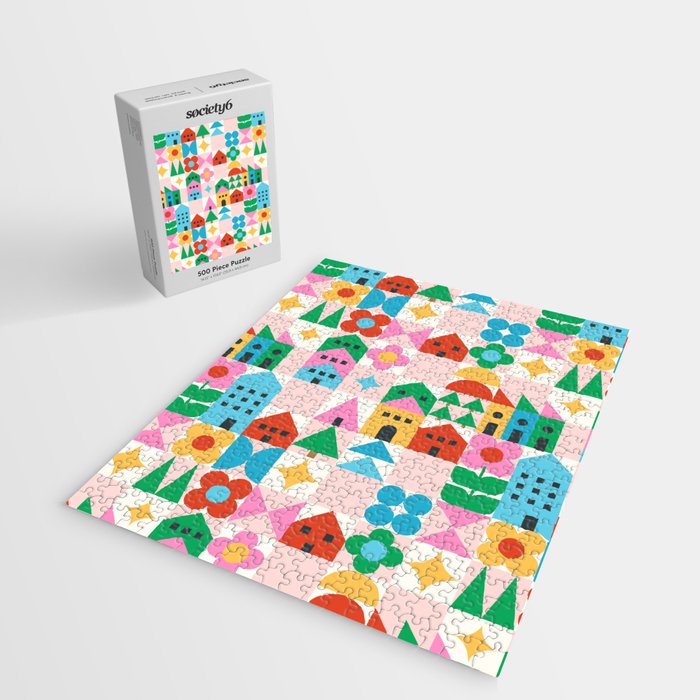 Happy Town Checks Jigsaw Puzzle Gallery Image 2