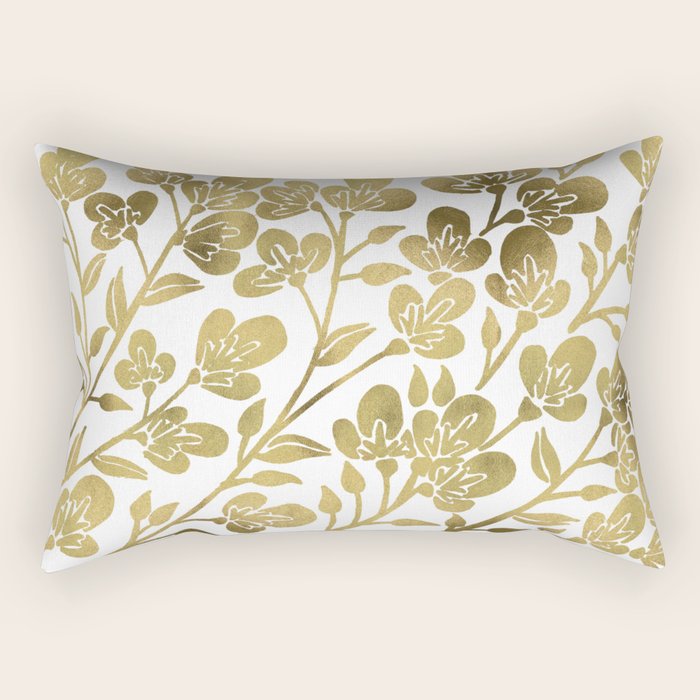 Cherry Blossoms - Gold Palette Rectangular Pillow Gallery Image 1