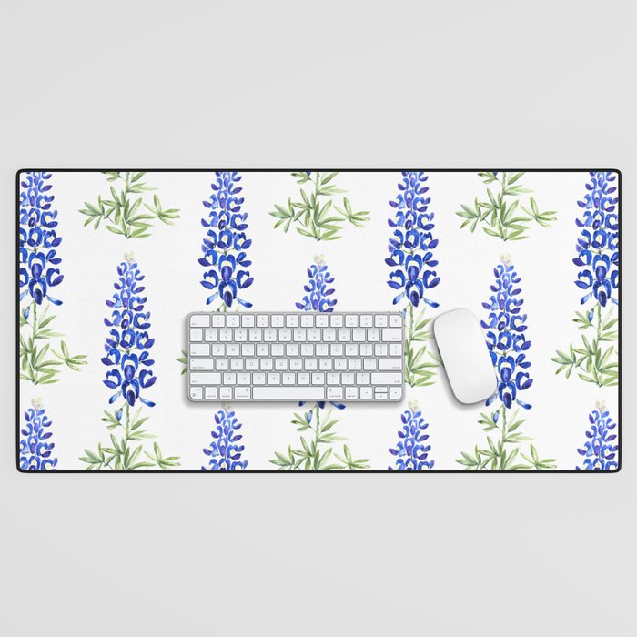 Texas bluebonnet in watercolor Desk Mat Gallery Image 1