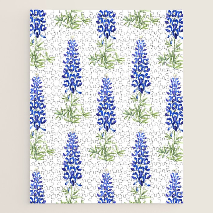 Texas bluebonnet in watercolor Jigsaw Puzzle Gallery Image 1