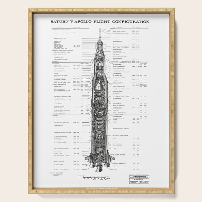 Apollo 11 Saturn V Blueprint in High Resolution (white) Serving Tray Gallery Image 1