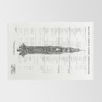 Apollo 11 Saturn V Blueprint in High Resolution (white) Rug Gallery Image 2