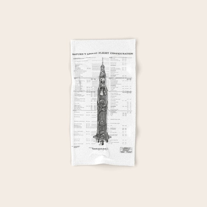 Apollo 11 Saturn V Blueprint in High Resolution (white) Bath Towel Gallery Image 1