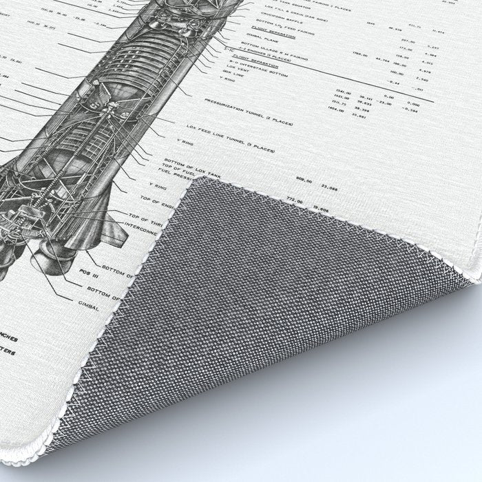 Apollo 11 Saturn V Blueprint in High Resolution (white) Rug Gallery Image 4