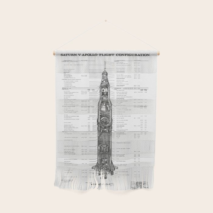 Apollo 11 Saturn V Blueprint in High Resolution (white) Wall Hanging Gallery Image 1