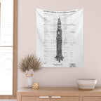 Apollo 11 Saturn V Blueprint in High Resolution (white) Wall Tapestry Gallery Image 2