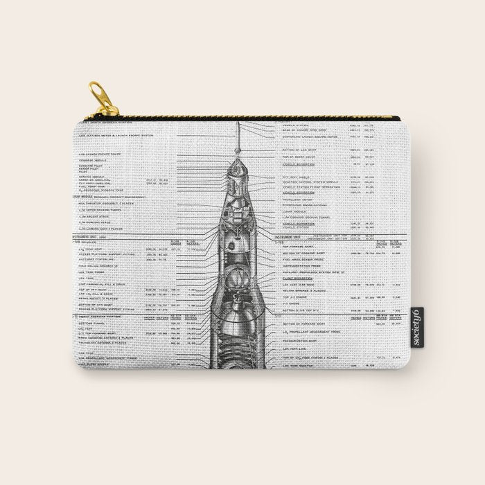 Apollo 11 Saturn V Blueprint in High Resolution (white) Carry All Pouch Gallery Image 1