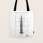 Apollo 11 Saturn V Blueprint in High Resolution (white) Tote Bag Gallery Image 1